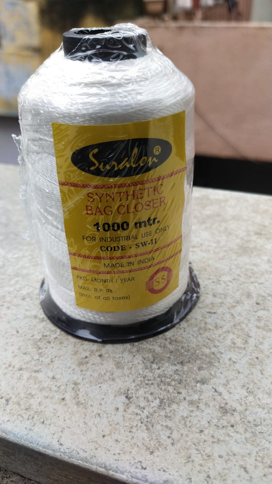 Shree Har Packaging white industrial bag closing thread 1000m cone — alternative to Suralon and Gama